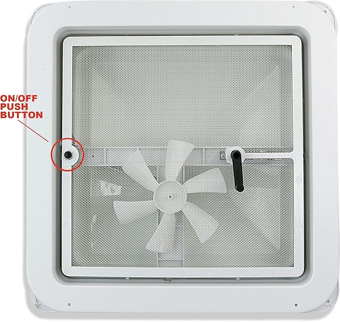 14" RV trailer Roof vent complete 12 volt FAN w/white lid and interior garnish