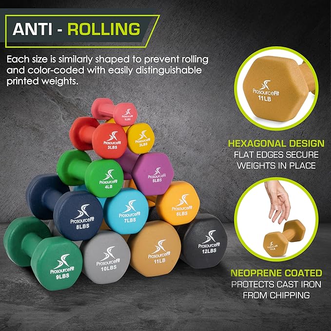 ProsourceFit Neoprene Dumbbell Coated for Non-Slip Grip, 10 lb