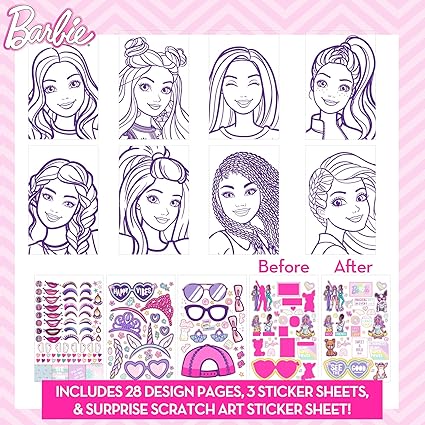 Barbie Makeup Artist Magazine by Horizon Group USA, Create Your Own Hair Makeup Looks Using 130 Stencils, 180 Stickers, Crayons, Pretend Makeup More
