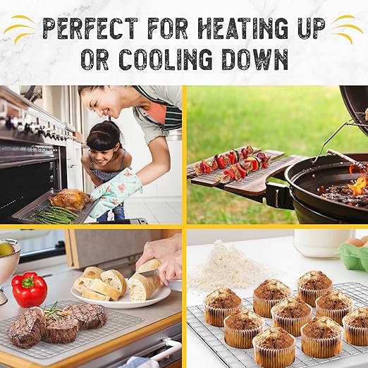 Checkered Chef Cooling Rack for Cooking and Baking - 8 x 11 ¾" Set of 2 Stainless Steel, Oven Safe Grid Wire Cookie Cooling Racks