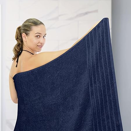 Tens Towels Pack of 1 Jumbo Bath Sheet 40 x 80 Inches, Extra Large Light Weight, Quicker to Dry, 100 Cotton, Super Soft Absorbent, Perfect to Wrap Yourself in, Navy