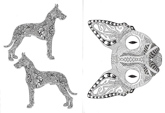 Cats  Dogs - Adult Coloring Book - Relax and Rewind