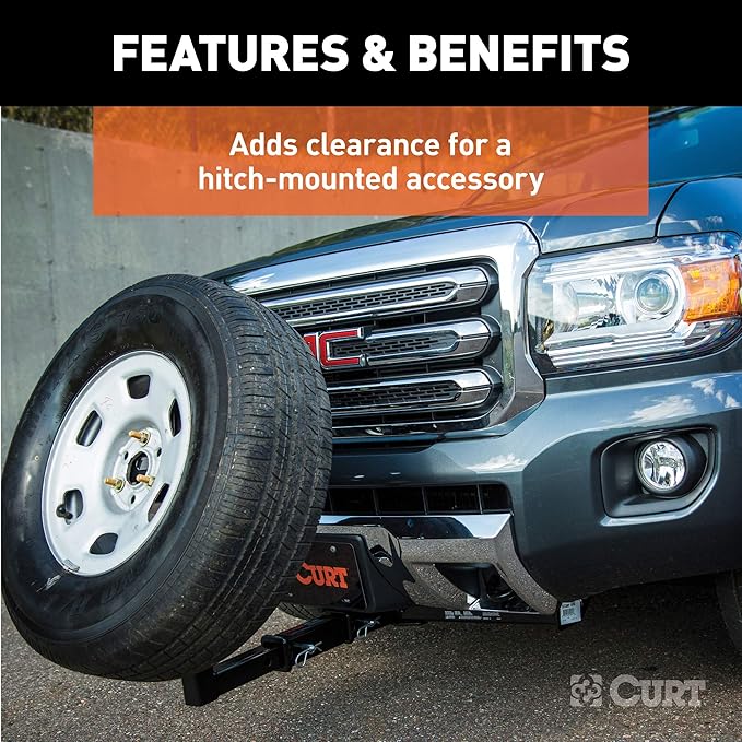 CURT 45791 8-Inch Long Trailer Hitch Extension with Solid Shank for 2-Inch Receiver, 3,500 lbs