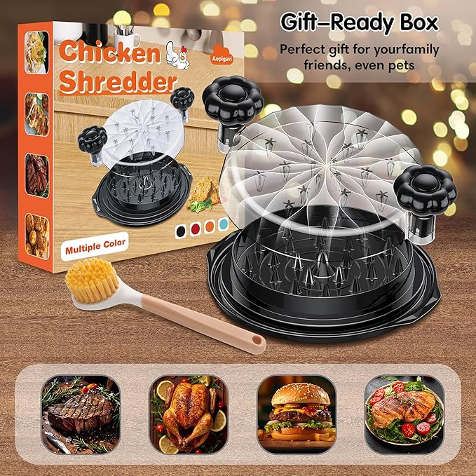 Chicken Shredder Tool Twist Large - 10'' Pro Meat Shredders for Chicken Breast with Brush,Kitchen Grinder Shredder Machine,Ergonomic Handle,Strong Anti-slip Strip,MeatVegetables,BPA Free