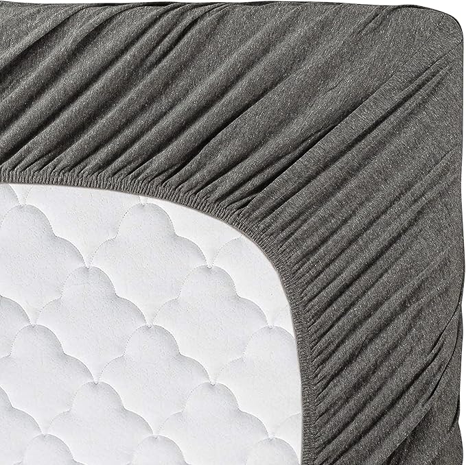 Road Trip America Jersey Knit Sheet Set - 4 Pieces Queen Cotton Sheets Set - Soft Cozy Stretchy Knit Bed Linen (Dark Grey, Queen)