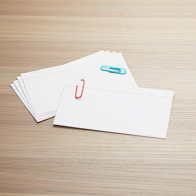 Basics Heavy Weight Ruled Index Cards for Studying and Note Taking, White, 3" x 5", 100 Count (Pack of 3, 300 Total)
