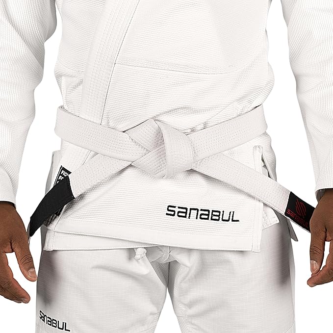 Sanabul BJJ Belt for Men Women - Brazilian Jiu Jitsu With Ranking Stripes Sleeve Bar - Kids Gi Belt