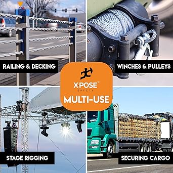 Xpose Safety 7 x 19 Galvanized Steel Aircraft Cable Wire - 14 - 250' Reel - 7,000 lb Break Strength Rope for Pulley System or Winch Loop - Marine Wire, CableDeck Railing, Fencing, Zipline -