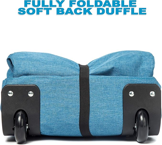 Bago Rolling Duffle Bag with Wheels - 30" 100L Foldable Weekender Bag, Waterproof Travel Duffel Bag, Heavy Duty lightWeight Duffle Bag for Traveling, Rolling Duffel Bag with Wheels (SnowBlue)