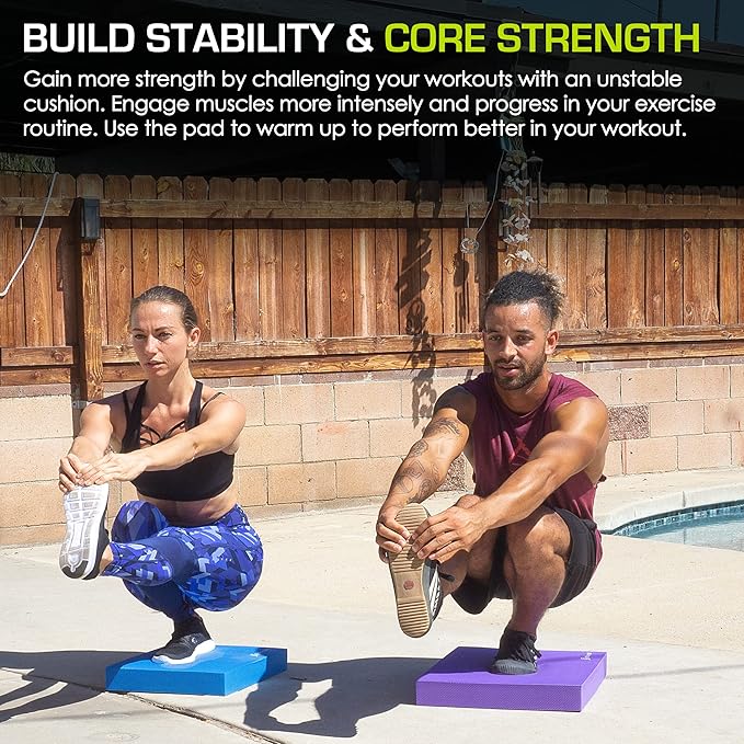 ProsourceFit Exercise Balance Pad - Non-Slip Cushioned Foam Mat & Knee Pad for Fitness and Stability Training, Yoga, Physical Therapy 15.5"x12.75"