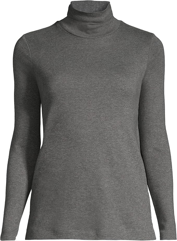 Lands' End Women's American-Grown Supima Cotton Fitted Long Sleeve Turtleneck