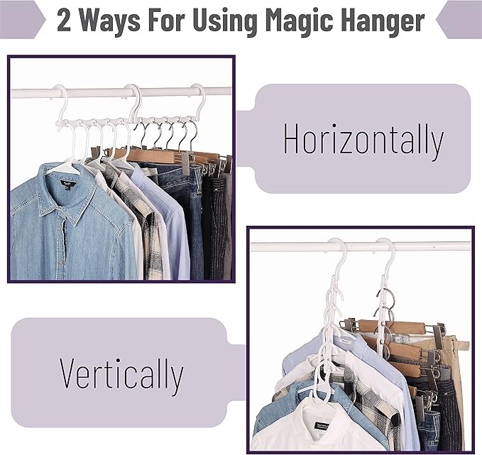 Mr. Pen- Space Saving Hangers for Clothes, 8 Pack, White Space Saver Hangers, Shirt Hangers Space Saving, Clothes Hanger Organizer, Hanger Space Saver, Multi Hanger, Magic Hangers