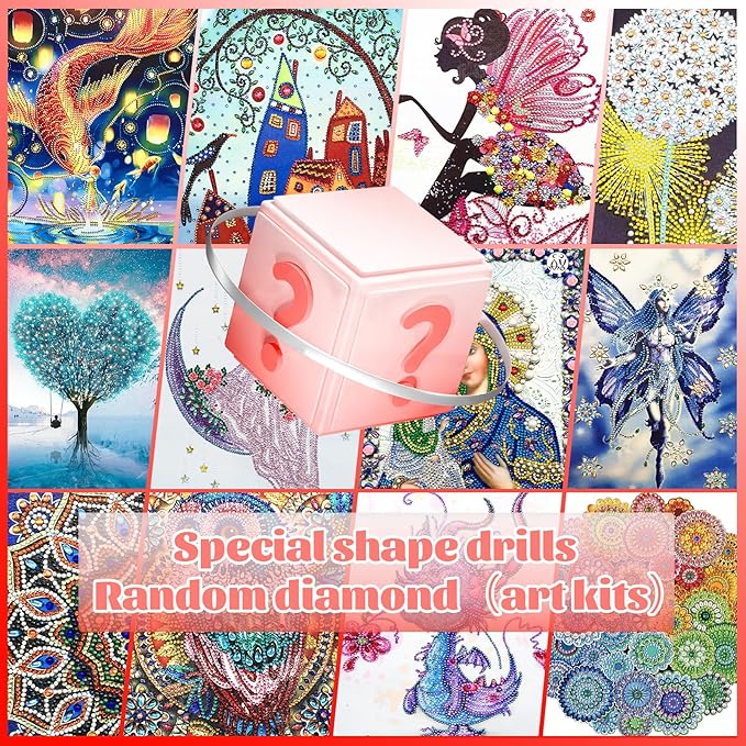Focart 4 Pack Random Diamond Paintings, 5D DIY Special Shape Rhinestone Diamond Painting Kits for Adults 12x12 inch