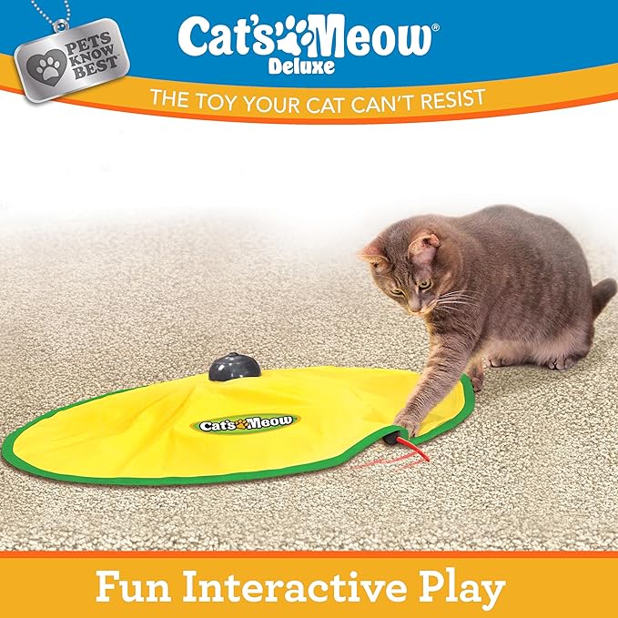 Cat's Meow Motorized Wand Cat Toy, Automatic 30 Minute Shut Off, 3 Speed Settings, The Toy Your Cat Can't Resist, Pets Know Best
