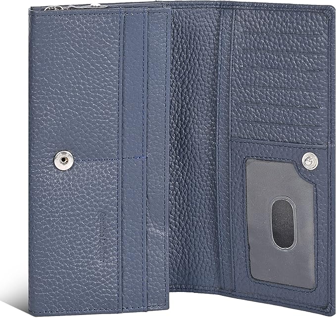 Ozora Multi Card Holder Handmade Leather Wallet with RFID Protection & Zipper Pockets with ID Window for Women