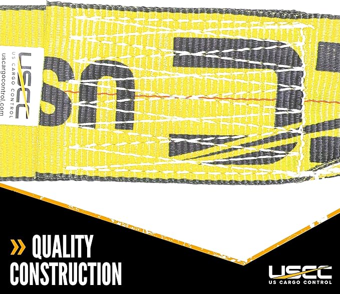 US Cargo Control 4 Inch Flat Hook Ratchet Strap, 4 Inch x 30 Foot, Yellow Heavy Duty Ratchet Straps with Black Flat Hooks, 5,400 lbs. Working Load Limit, Tie Down Straps for Flatbed Trailer