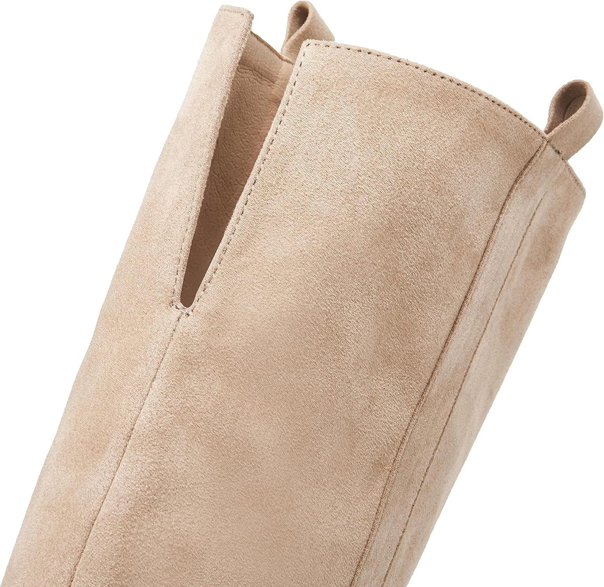 SERAIH Womens Over The Knee Thigh High Boots Faux Suede Pointed Toe Side Zipper Chunky Block Heel Stretch Boots