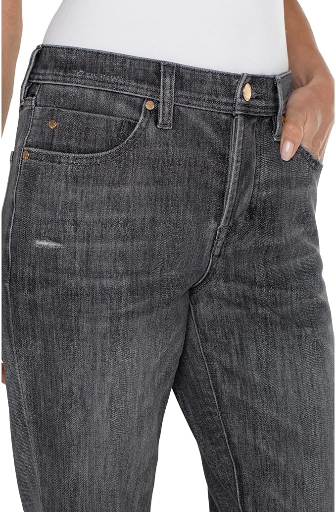 Liverpool Women's The Keeper Boyfriend Rolled Cuff Mid-Rise 4-Way Stretch Denim Jean 26"/29" in Park Drive