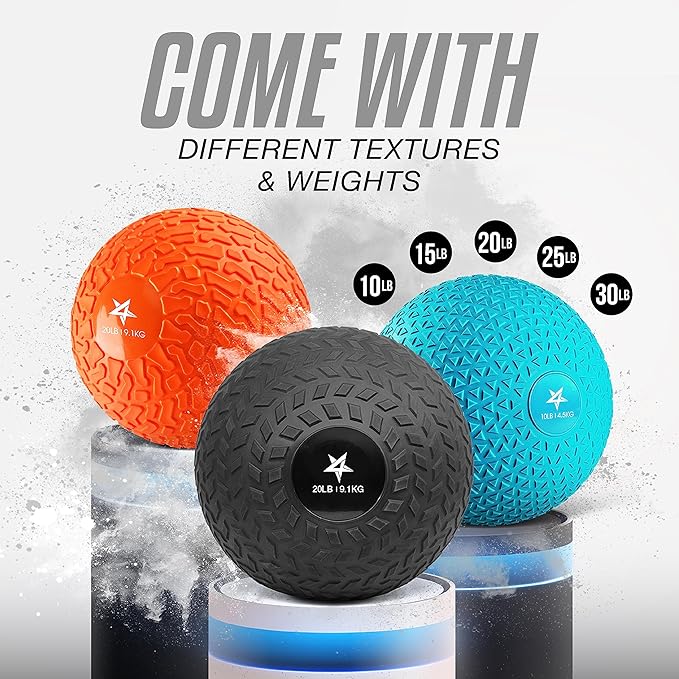 Yes4All Slam Balls Upgraded, 10-12lb Medicine Ball Weight, Durable PVC Sand Filled Workout Dynamic Medicine Ball for Core Strengthen