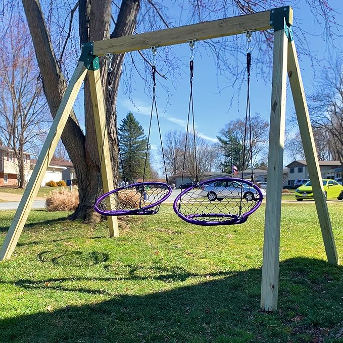 BETOOLL 2400lb Capacity Heavy Duty Swing Hangers for Wooden Sets Playground Porch Indoor Outdoor & Hanging Snap Hooks Silver Set of 2