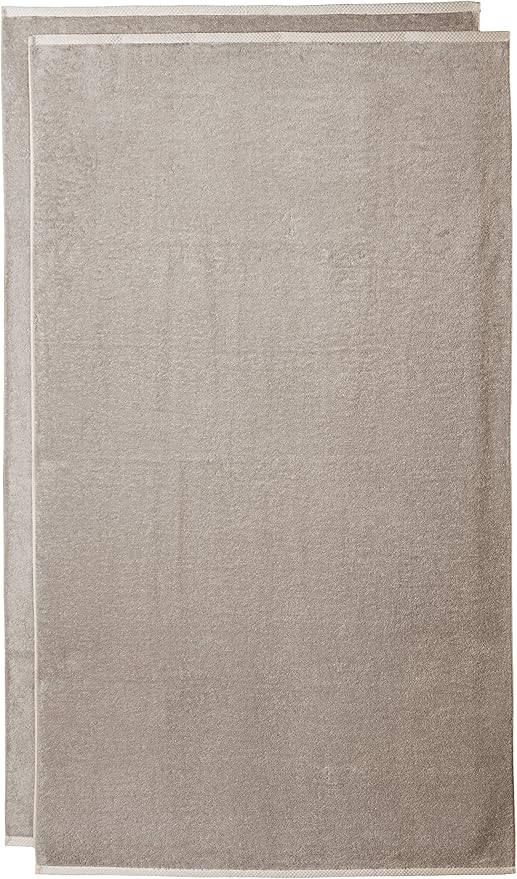 Basics - 2 Piece Quick-Dry Oversize Bath Towel, 100 Cotton, Platinum, 54" x 30"