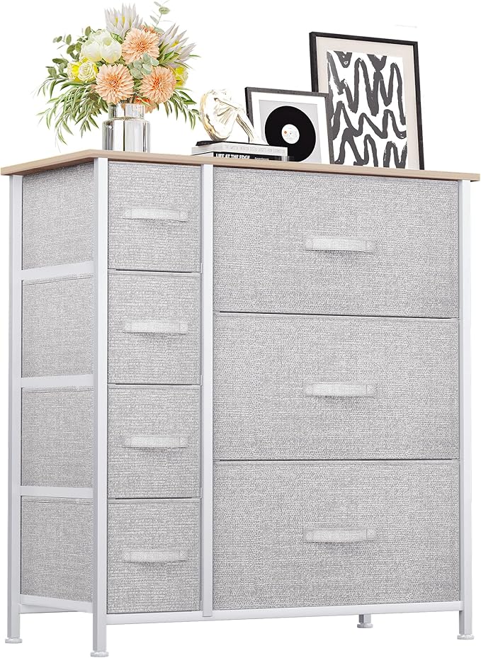YITAHOME Dresser for Bedroom, 7 Drawers Fabric Dresser, Organizer Unit for Living Room, Hallway, Closets - Sturdy Steel Frame, Wooden Top Easy Pull Fabric Bins