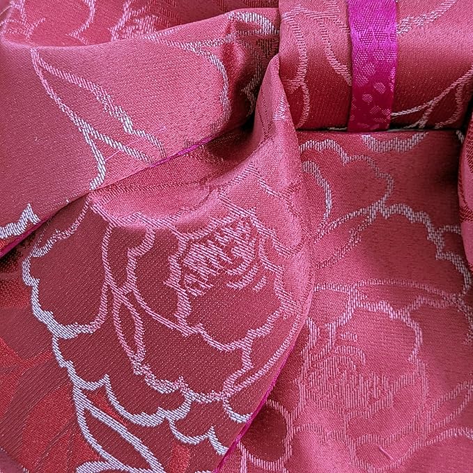 Japanese Traditional Women's Obi Belt with Pre-tied Bow, for Kimono and Yukata, Easy to Put On, Beautiful Flowers Patterns