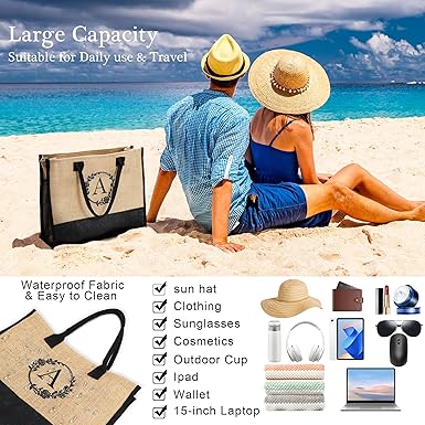 YOOLIFE Gifts for Women - Initial Tote Bag for Women, Personalized Birthday Gifts for Women Her Mom Sister Friends