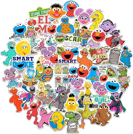 Sesame Street Sticker Pack Die Cut Vinyl Large Deluxe Stickers Variety Pack - Laptop, Water Bottle, Scrapbooking, Tablet, Skateboard, IndoorOutdoor - Set of 50