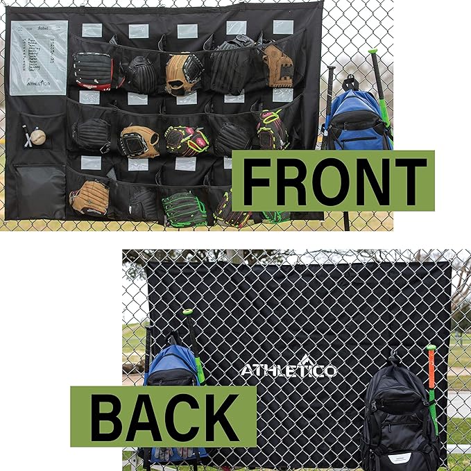 Athletico 15 Player Dugout Organizer - Hanging Baseball Helmet Bag to Organize Baseball Equipment Including Gloves, Helmets, Batting Gloves, Balls, More