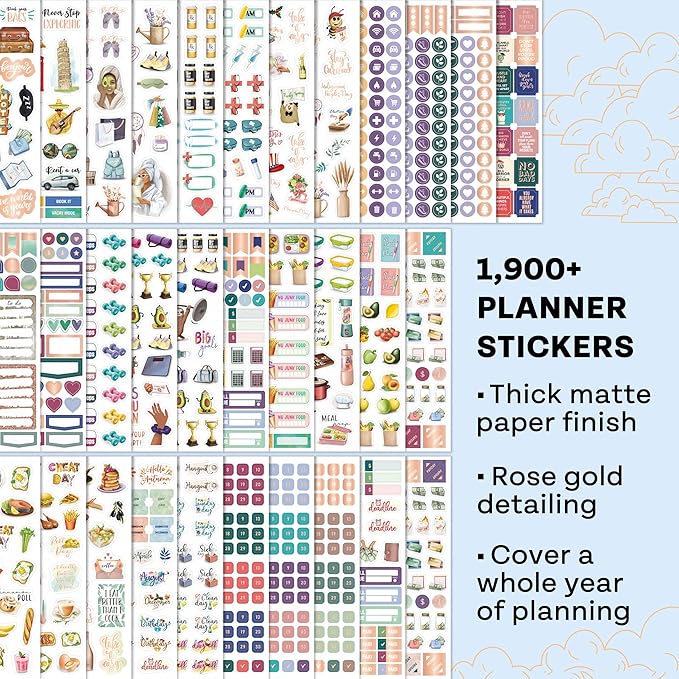 Legend Mega Sticker Pack 1,900 Small Stickers for Planner, Journal Calendar Aesthetic, Inspirational, Seasonal, Dates, Months, Holidays, Wellness Budget Stickers Planner Accessories