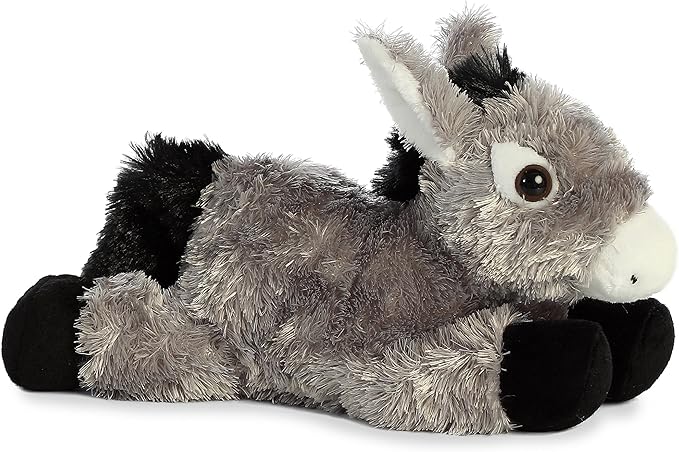 Aurora Adorable Mini FlopsieN Donkey Stuffed Animal - Playful Ease - Timeless Companions - Gray 8 Inches
