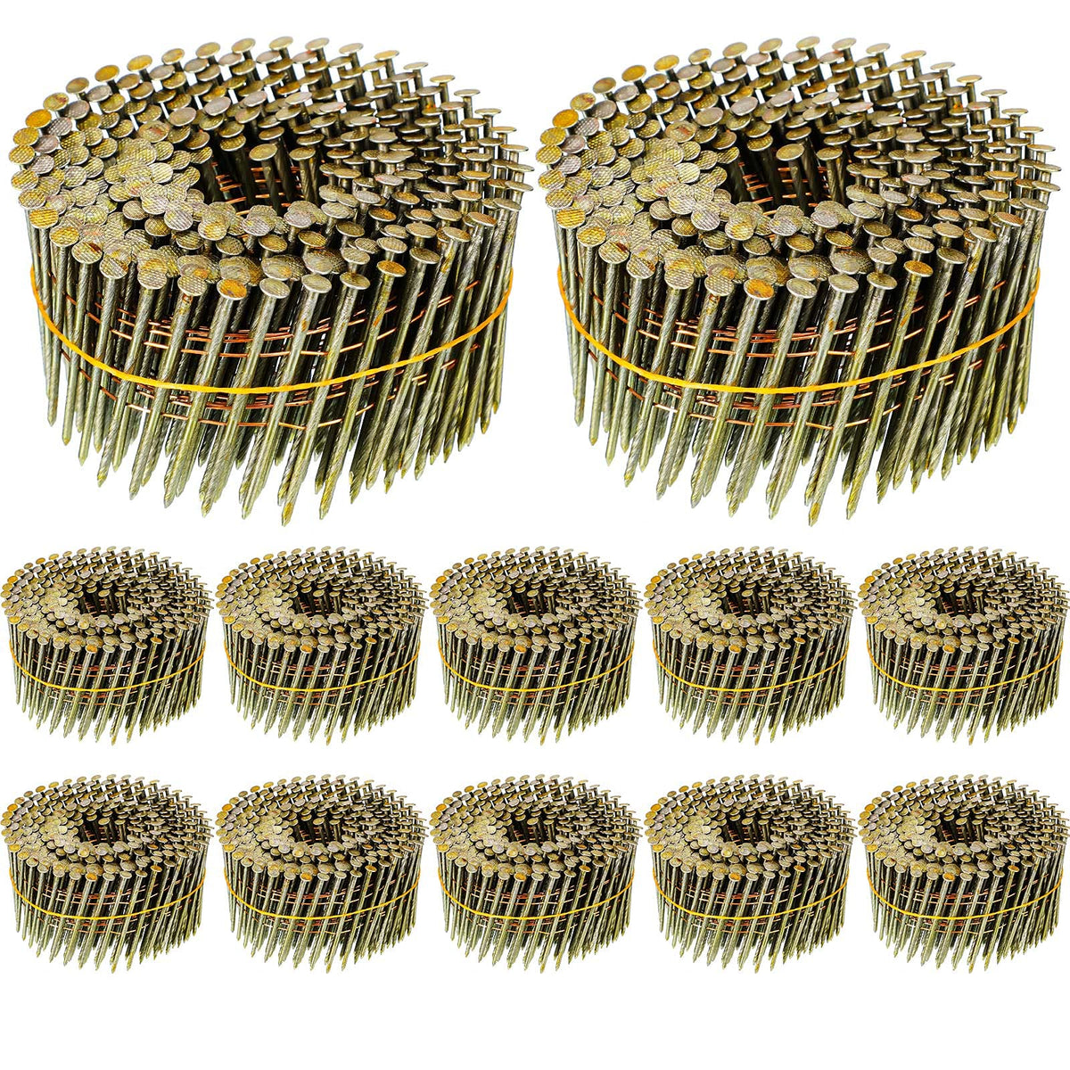 Hotop 3600 Count Siding Nails, 15-degree Wire Collated Coil Siding Nails, Full Round Head Mild Steel Nail for Sheathing Decking Fencing Attachment Replacement Parts(2 Inch)