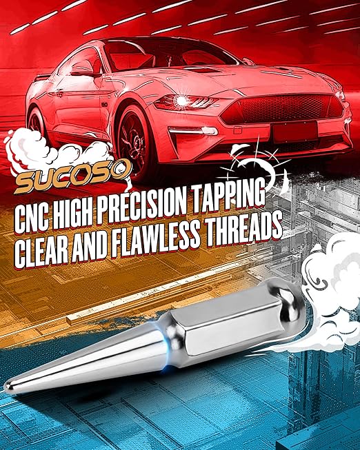 916-18 Spike Lug Nuts for 1994-2011 Dodge Ram 2500 3500, 2002-2010 Ram 1500, 1988-1997 Ford F250 F350, 2004-2009 Durango, 32PCS Spiked Lug Nuts 916-18 Chrome with Socket Key for Aftermarket Wheel