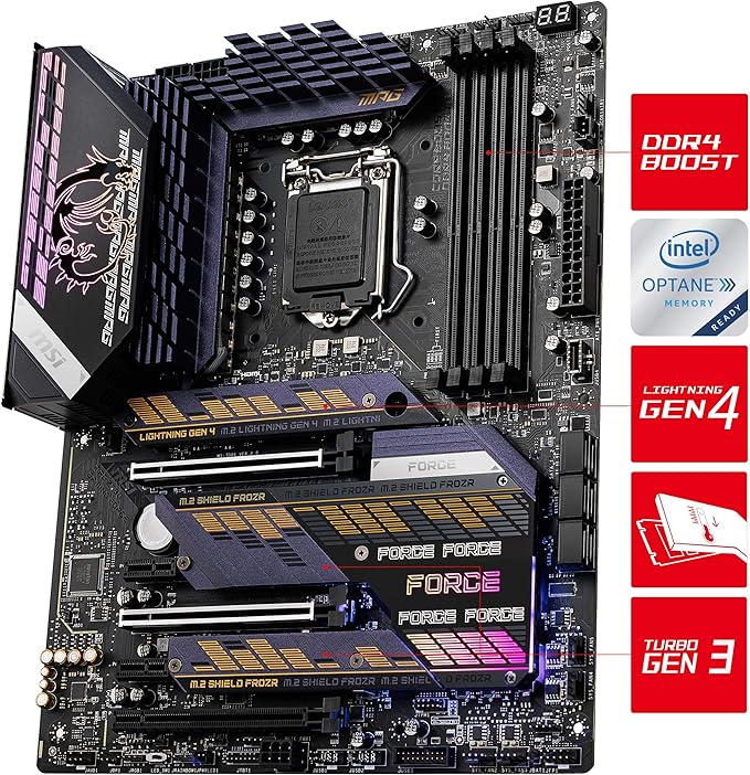 MPG MPG Z590 Gaming Force Gaming Motherboard (ATX, 11th/10th Gen Intel Core, LGA 1200 Socket, DDR4, PCIe 4, CFX, M.2 Slots, USB 3.2 Gen 2, DP/HDMI, Mystic Light RGB)