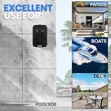 PyleUsa Indoor Outdoor Speakers Pair - 500 Watt Dual Waterproof 5.25 2-Way Full Range Speaker System w/ 1/2 High Compliance Polymer Tweeter - in-Home, Boat, Marine, Deck, Patio, Poolside (Black)