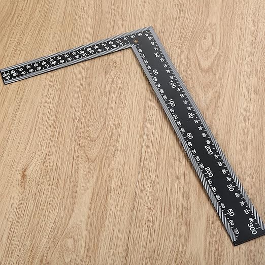 Mtsooning Metal L Square Ruler,90 Degree Right Angle Metric and Inches Ruler, 8 x 12inch Double Sided Ruler, Steel Tempered Measuring Tool for Carpenter Framing DIY Leather Handmade Sewing