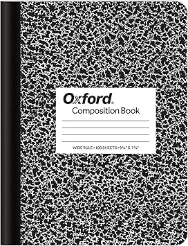Oxford Marble Composition Book, 9 34 X 7 12 Inches, Wide Rule, Paperback, 100 Sheets, White (63795)