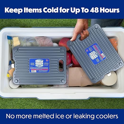 Cooler Shock Ice Packs for Cooler - Reusable, Premium, Large Ice Pack and Lunch Cooler Set for Long Term Use - Cools Faster Than Ice - Cooler Accessories