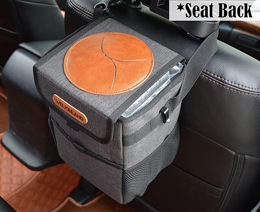 Welkinland Car Trash Can with Lid, Grey, 1.0 Cubic Inch Capacity
