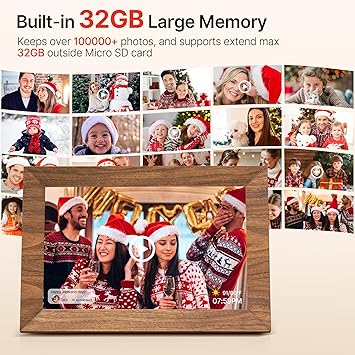 Uhale Digital Photo Frame 32GB Storage 10.1 Inch WiFi Electronic Picture Frame Desktop IPS Touch Screen HD Display SD Card Slot Auto-Rotate Slideshow Share Videos Photos Send Wishes Remotely