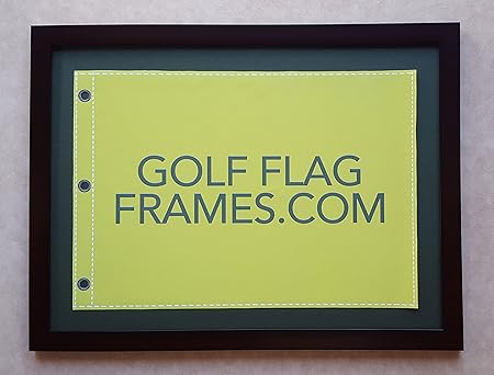 16x20 Mahogany Color, Moulding brn-002, Green Mat (Holds 13x17 Masters Golf Flags; Flag not incl)