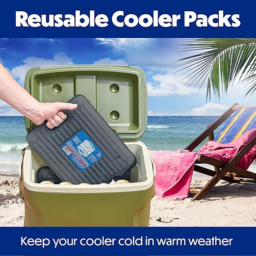 Cooler Shock Ice Packs for Cooler - Reusable, Premium, Large Ice Pack and Lunch Cooler Set for Long Term Use - Cools Faster Than Ice - Cooler Accessories