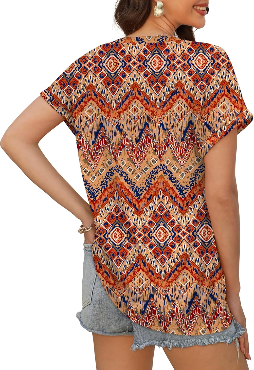 XIEERDUO Womens Summer Tops Short Sleeve Shirts Casual V Neck T Shirt Loose Fit Comfy