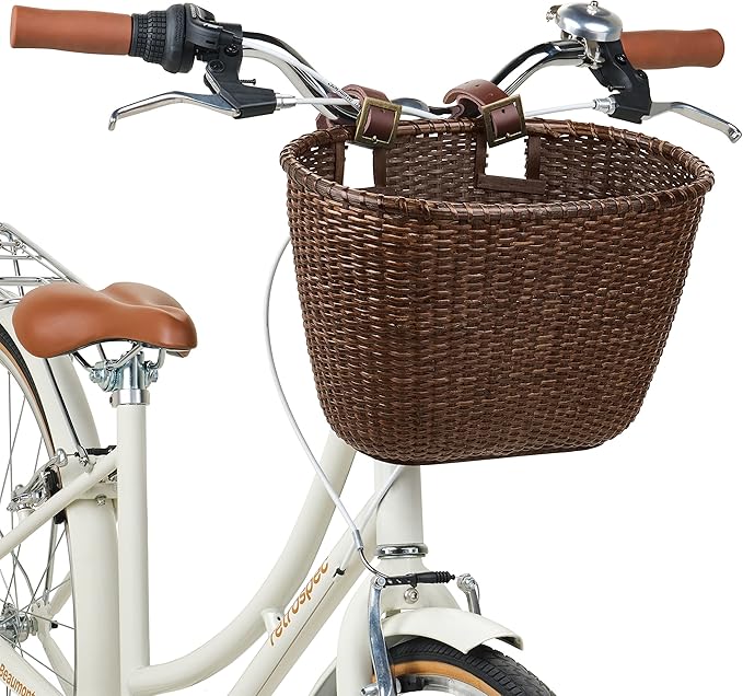 Retrospec Cane Woven Oval Dreamcatcher Basket with Authentic Leather Straps & Brass Buckles