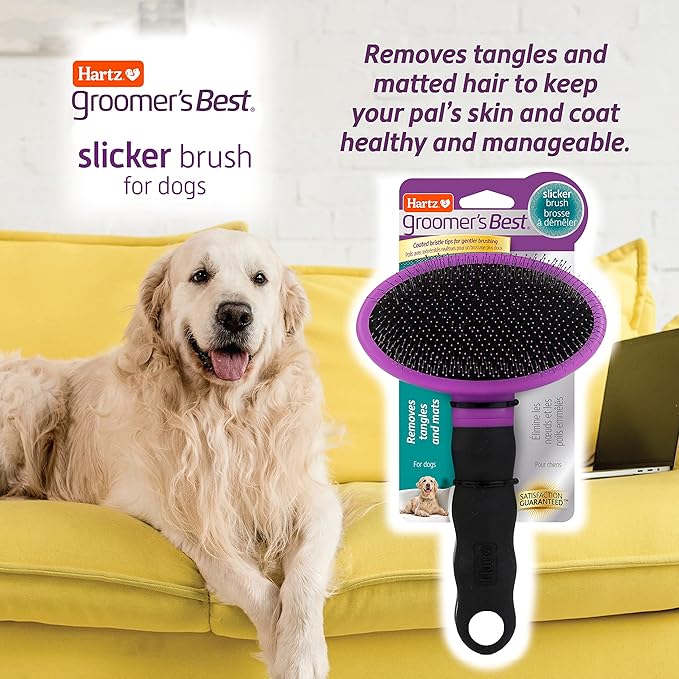 Hartz Groomer's Best Deshedding Slicker Dog Brush, BlackViolet, Dogs
