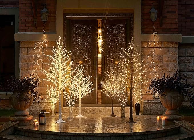 Hairui Lighted White Tree Plug in 4FT 430 LED Artificial Twig Tree with Lights for Christmas Holiday Wedding Room Decorations Indoor Outdoor Use