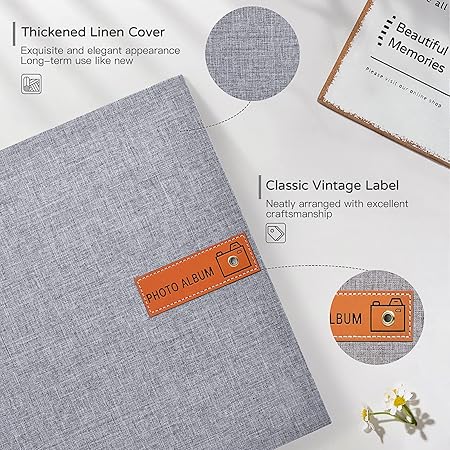Popotop Large Photo Album Self Adhesive 4x6 5x7 8x10 Scrapbook Album DIY Picture Book,Gifts for Mom,Family Baby and Wedding,with Metal Pen and Plastic Board