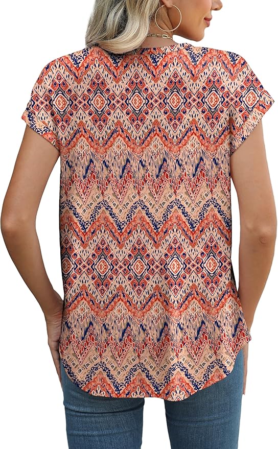 XIEERDUO Womens Tops Short Sleeve Shirts Blouses for Women Dressy Casual Cap Sleeve Tops with Curved Hem