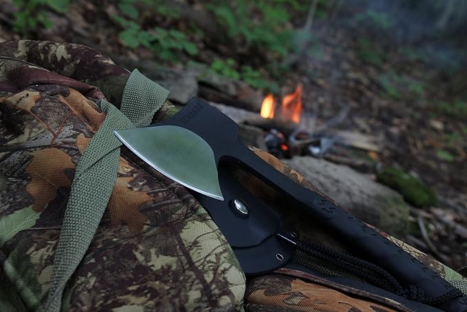 Schrade Delta Class Bedrock Camp Axe 11.1in Full Tang Hatchet with 3.6in Stainless Steel Blade and TPR Handle for Outdoor Survival Camping and Everyday Tasks